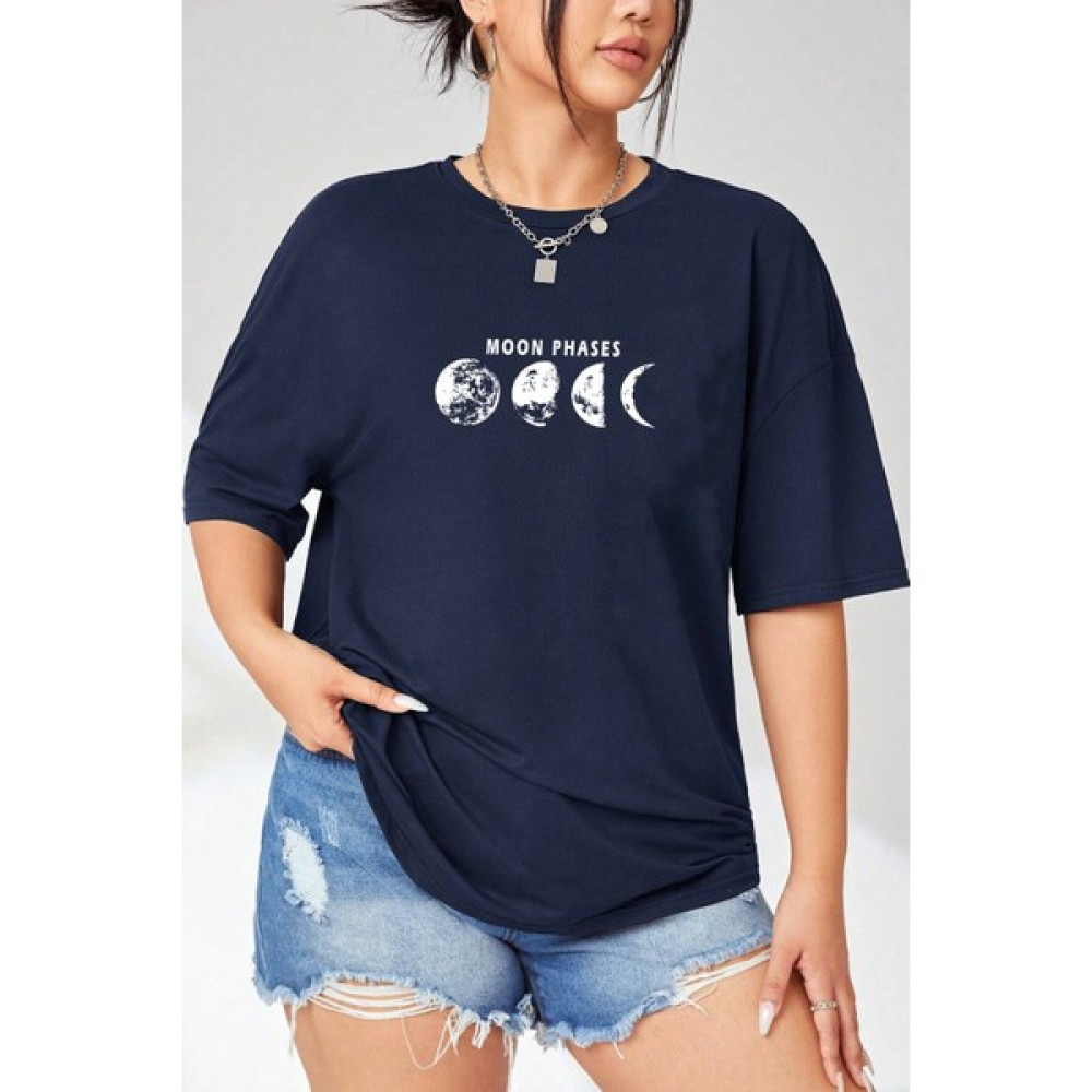 Only Trend Wear Büyük Beden Moonphases Baskılı Süper Oversize Tshirt Bayan T-shirt Fiyatı