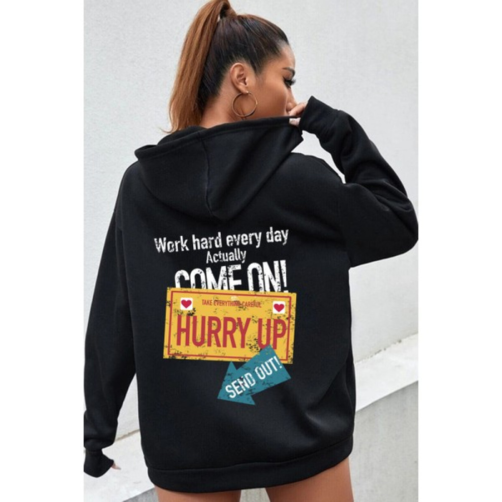 Only Trendwear Oversize Hurry Up Baskılı Sweatshirt Bayan Sweatshirt Fiyatı
