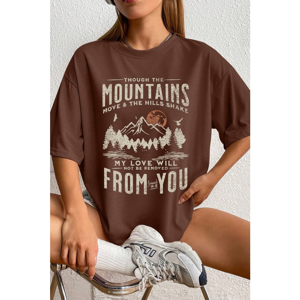 Only Trendwear Unisex Mountains Baskılı Tasarım Tshirt Bayan T-shirt Fiyatı