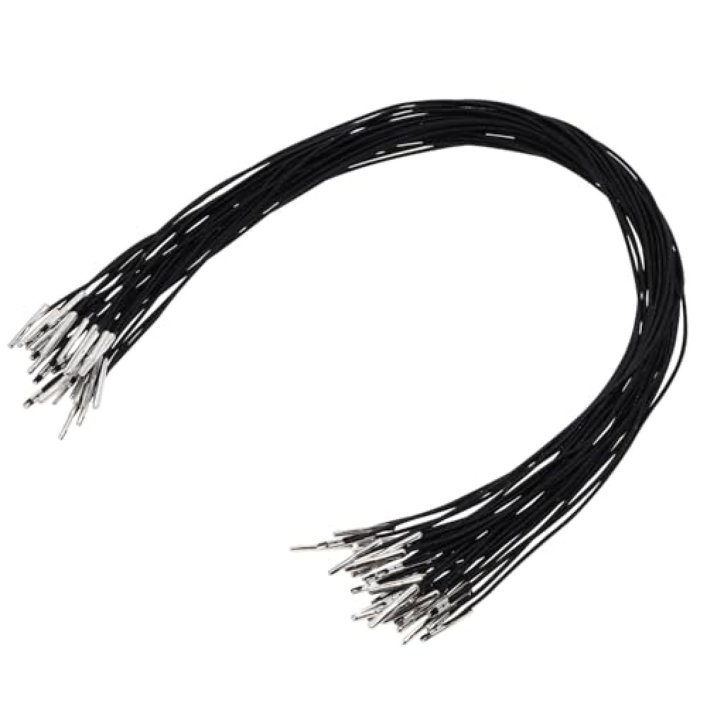 ONLYKXY 30pcs Elastic Cords with Metal Ends Soft Stretch Band Mask Lanyard Loop Craft Round Rope Thread String Extender Strap for Mask Making Book Binding Hanging DIY Party Hat Menus 14.5inch (Black)