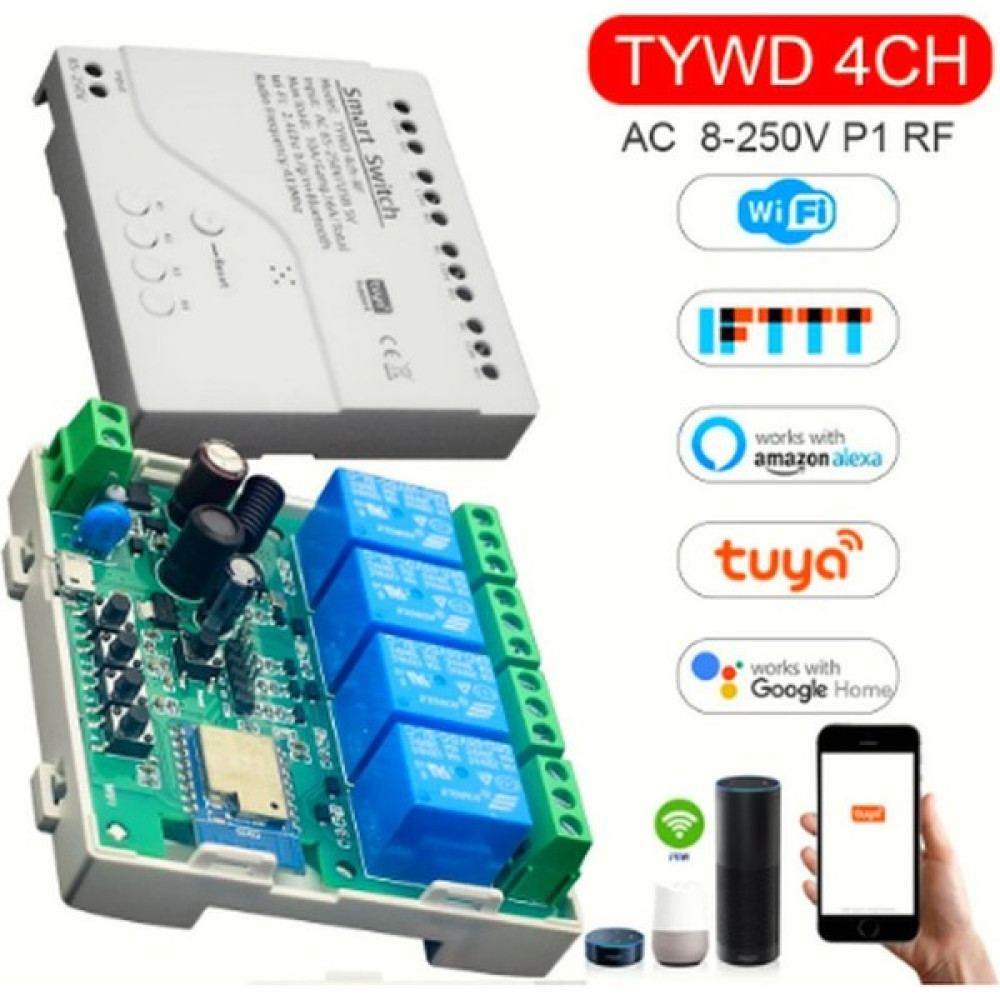 ONOFFSMART Tuya Destekli 4 Kanal Wifi+Rf Kepenk ve Aydınlatma Anahtar 220 Volt 10 Amper Oto, Bahçe, Yapı Market Fiyatı
