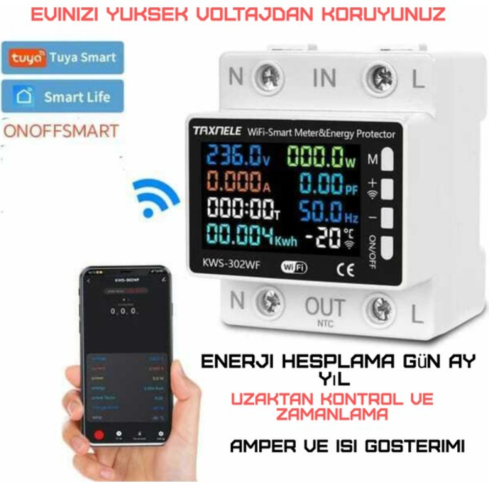 Onoffsmart Tuya Destekli Akıllı Wi-Fi Yüksek voltaj Akım Koruma 63 A Isı Gostergeli Anahtar Devre Koruyucu Kesici Oto, Bahçe, Yapı Market Fiyatı