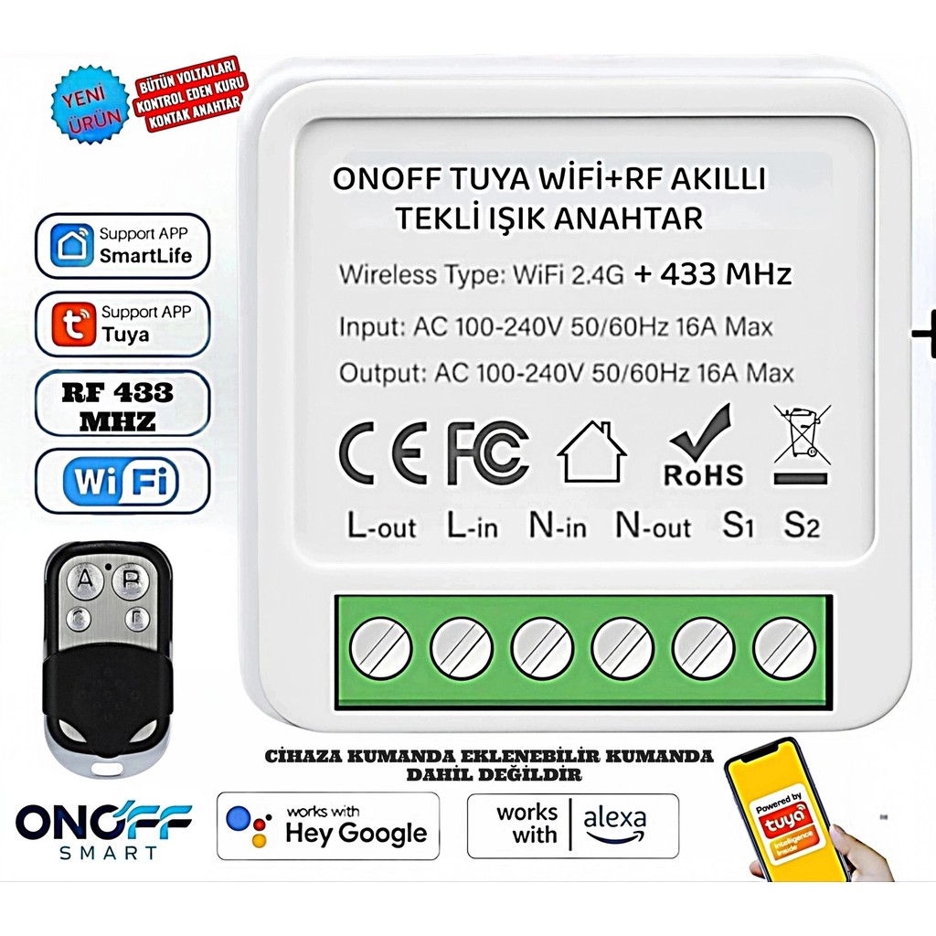 ONOFFSMART Tuya Destekli Akıllı Wifi 16 Amperiki Yönlü Işık Anahtar Diğer Fiyatı