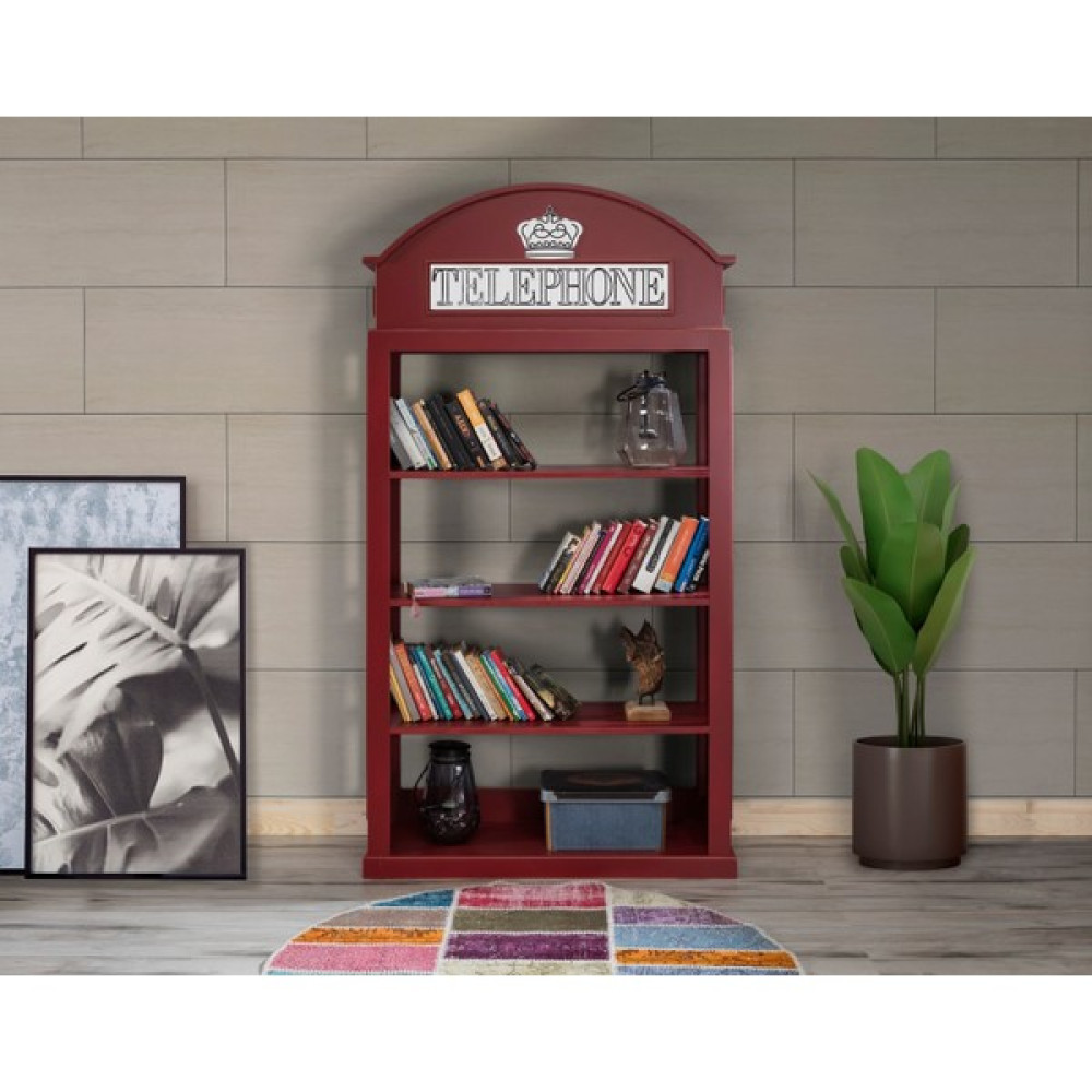 Onur Design Telephone Kitaplık Ahşap Kırmızı Kitaplık Kitaplık Fiyatı