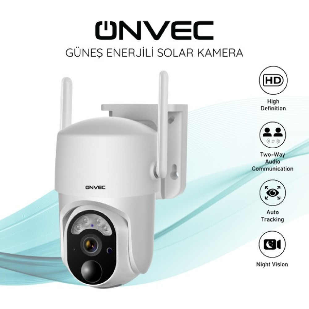 Onvec Güneş Enerjili Solar Kamera Wifi 2 Megapiksel Kablosuz Ip Kamera Güvenlik Kameraları Fiyatı