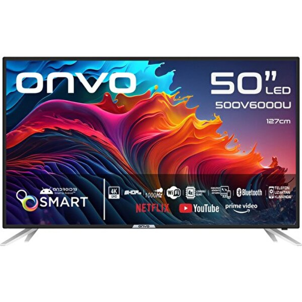 Onvo 50Ov6000U 50" 127 Ekran Uydu Alıcılı 4K Ultra HD Android Smart LED Televizyon Televizyonlar Fiyatı