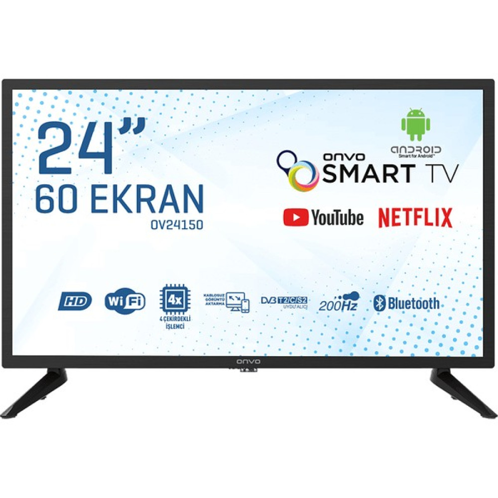 Onvo OV24150 24" 60 Ekran Uydu Alıcılı HD Android Smart LED TV Televizyonlar Fiyatı