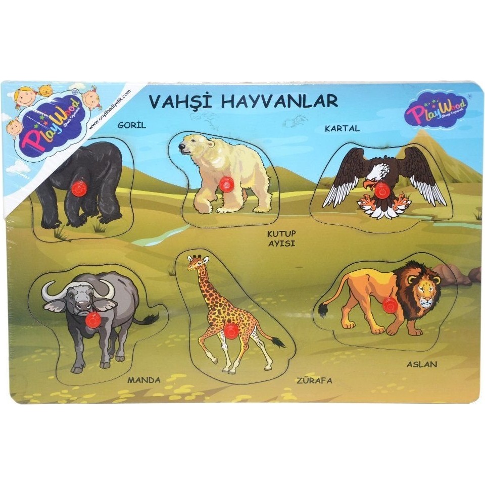 Onyıl Oyuncak ONY-328 329 Onyıl, Ahşap Tutmalı Vahşi Hayvanlar - Renkli Anne Bebek Oyuncak Fiyatı