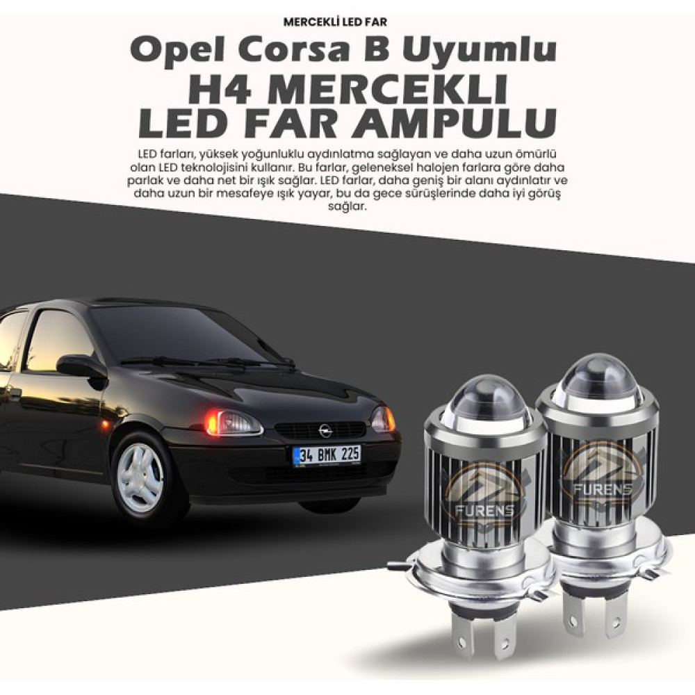 Opel Corsa B Uyumlu Mercek LED Xenon Uzun - Kısa Çift Renk Şimşek Etkili Oto Boyaları Fiyatı