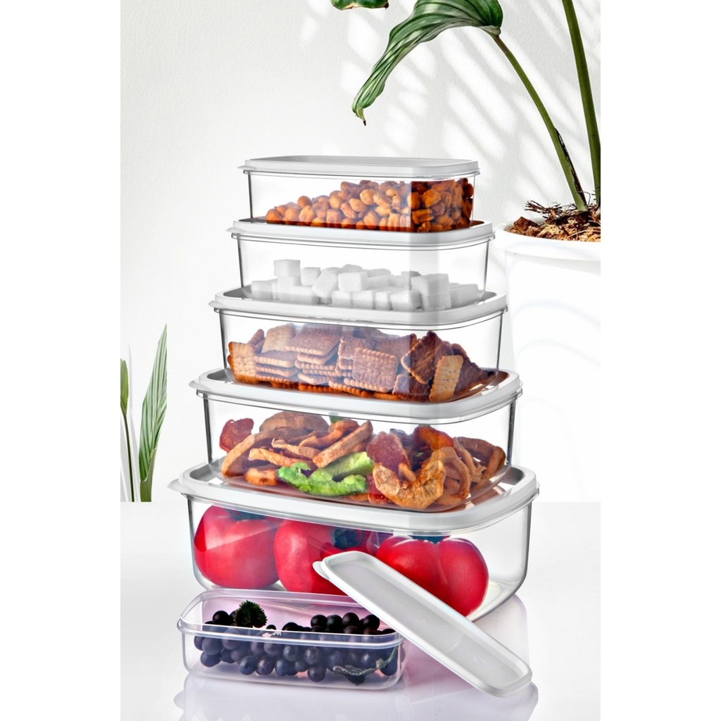 Open Home 6 Lı Dikdörtgen Beyaz Saklama Kabı Seti 300 Ml-500 Ml 800 Ml 1200 Ml 1900 Ml 2900 Ml - 6 Adet Eşya Saklama / Düzenleme Fiyatı