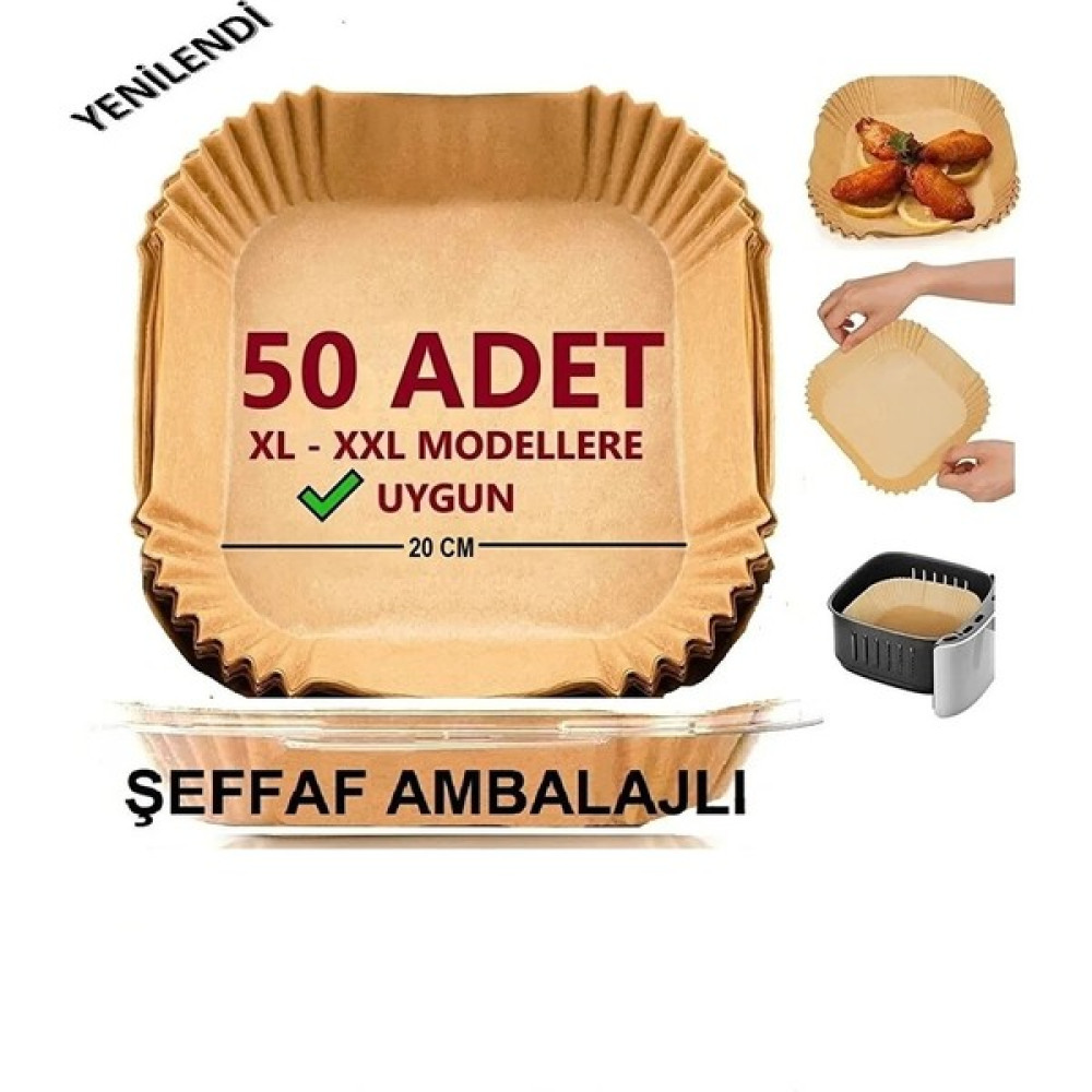 Open Home Airfryer Pişirme Kağıdı Xl-Xxl 50 Adet Kare Fritöz Kağıdı Tek Kullanımlık 20 cm - Açık Kahverengi Pişirme Kağıdı Fiyatı