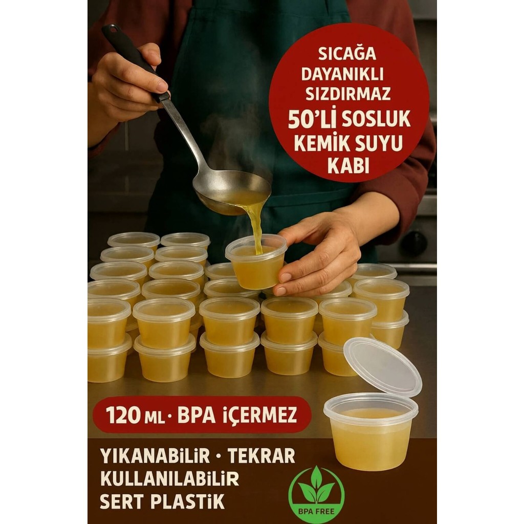 Open Home Concept 120 ml Kendinden Kapaklı Şeffaf Sosluk – Sızdırmaz, Sıcağa Dayanıklı, Tekrar Kullanılabilir 50’li Set - 100 ml Saklama Kapları Fiyatı