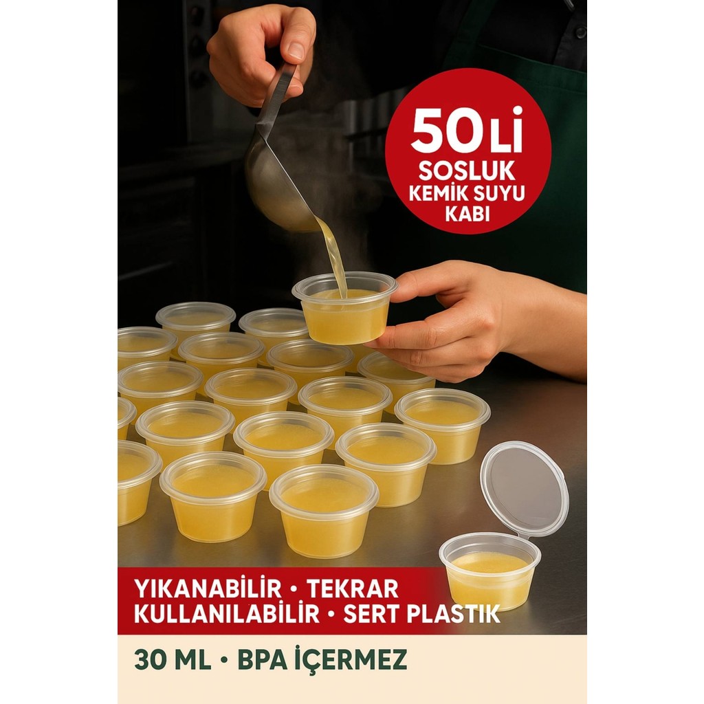 Open Home Concept 30 ml Kendinden Kapaklı Şeffaf Sosluk – Sızdırmaz, Sıcağa Dayanıklı, Tekrar Kullanılabilir 50’li Set Saklama Kapları Fiyatı