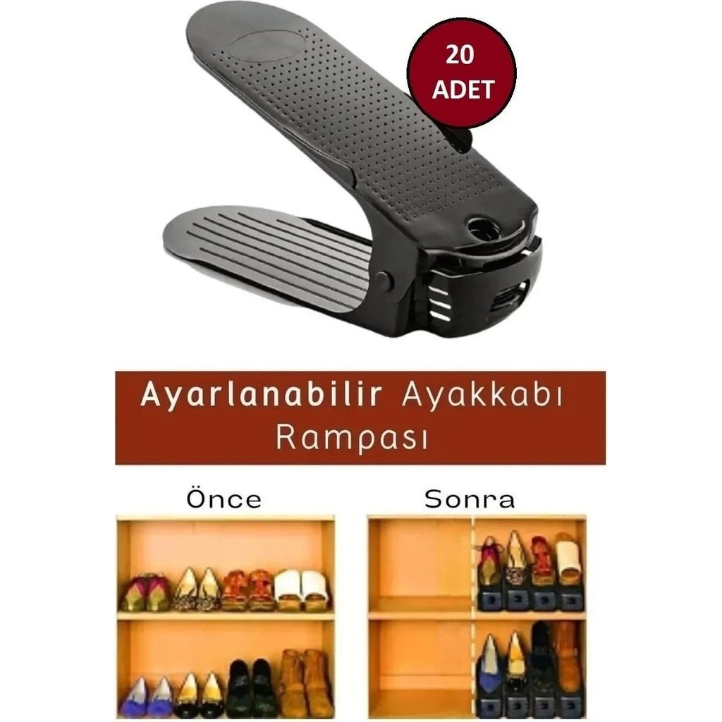 Open Home Concept Ayarlanabilir 4 Kademeli Ayakkabı Rampası 20'lu Set Siyah Ayakkabılar ve Çantalar Fiyatı