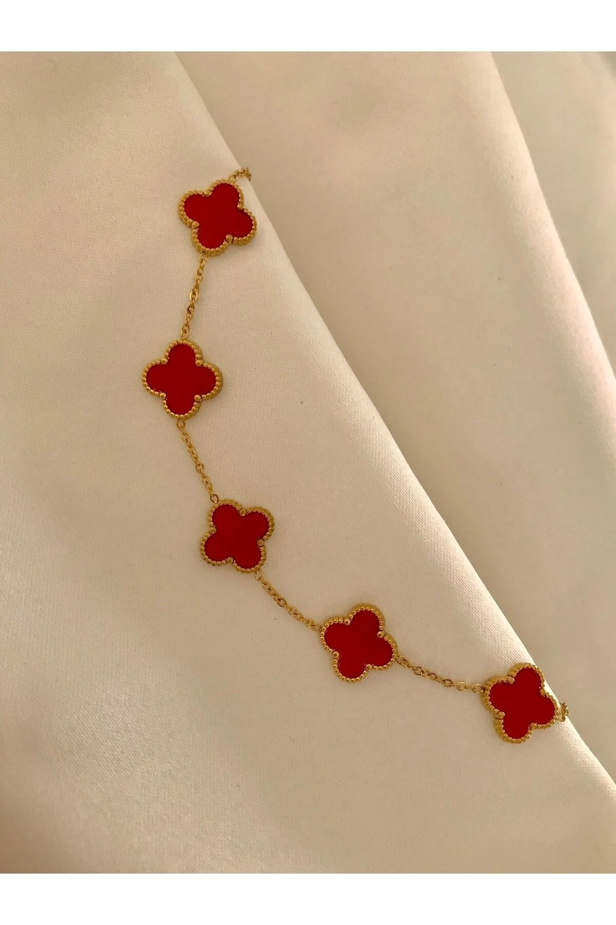 Opia JEWELRY Kırmızı Van Cleef Bileklik 20 cm Beden" Çelik Bilezik Fiyatı