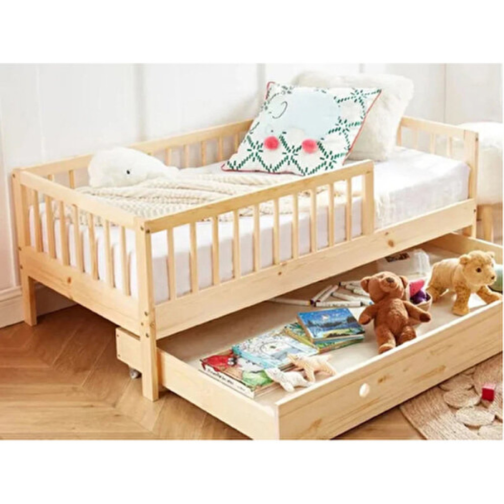 Oppipo Ahşap Montessori Karyola - Masif Ahşap Karyola - Montessori Çocuk ve Bebek Yatağı - 70 x 130 cm Karyola Fiyatı
