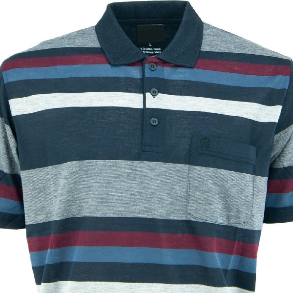 Oppland Erkek Polo Yaka Cepli Kısa Kollu Çizgili Normal Kesim Pamuklu Kumaş T-Shirt Erkek T-shirt Fiyatı