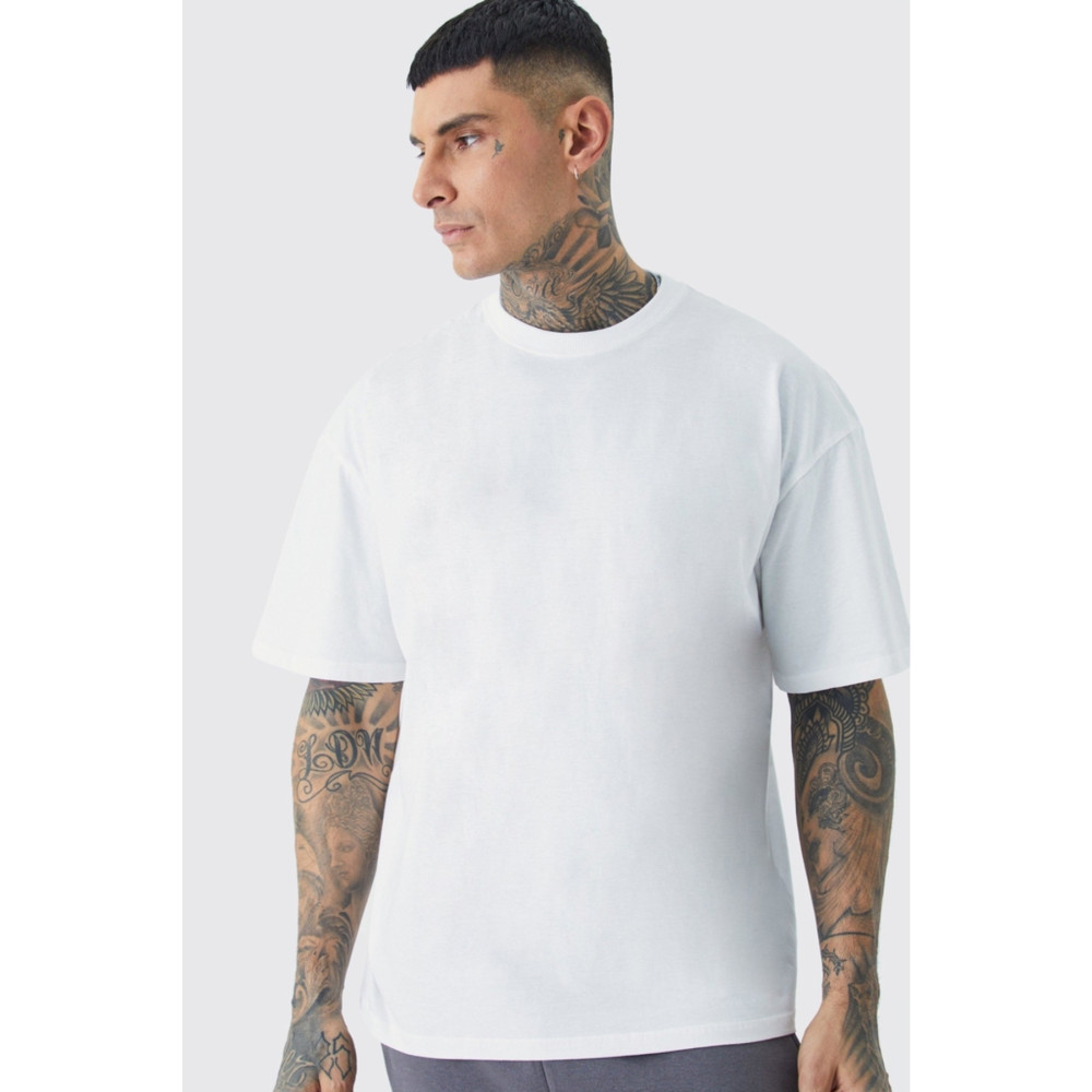 OPPOCEİTE Erkek/Kadın Düz Beyaz Bisiklet Yaka Oversize Tişört 2XL Beden Bayan T-shirt Fiyatı