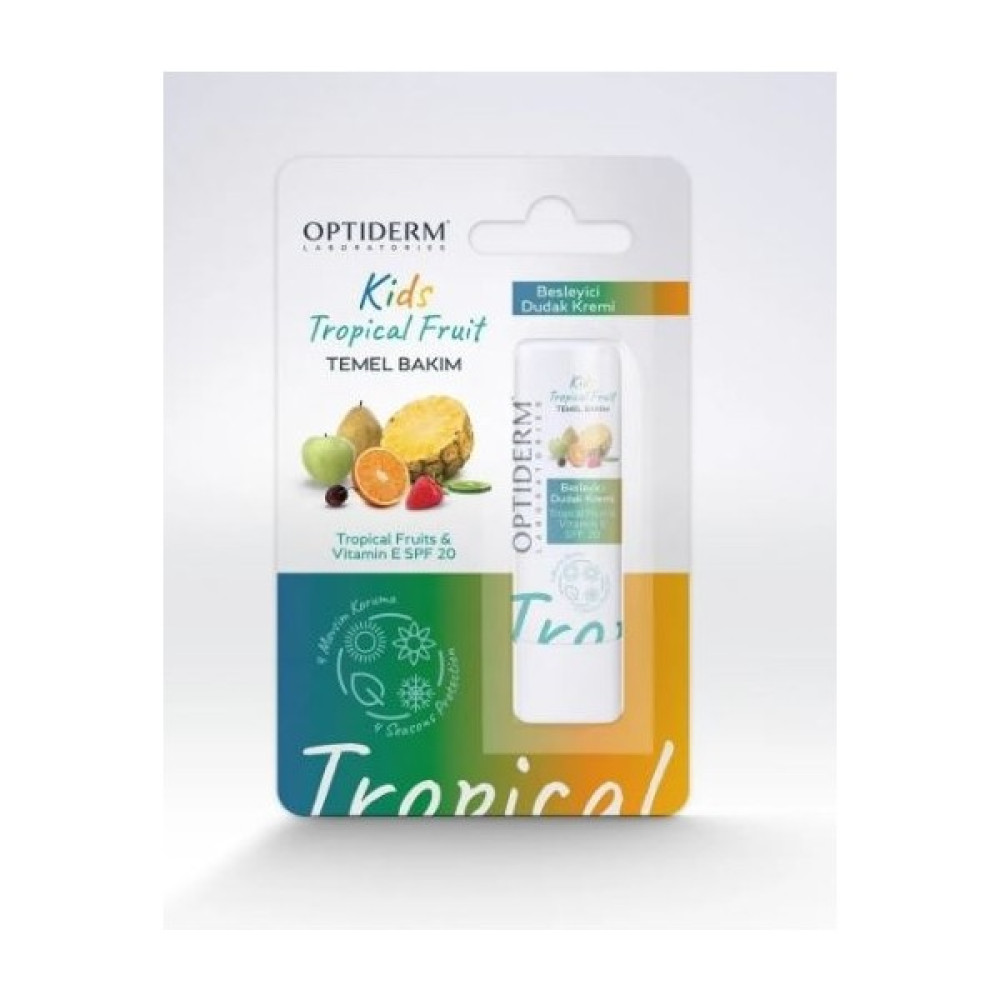 Optiderm Lip Stick Kids Tropical Meyve & E Vitamini SPF20+ Dudak Bakımı / Koruyucu Fiyatı