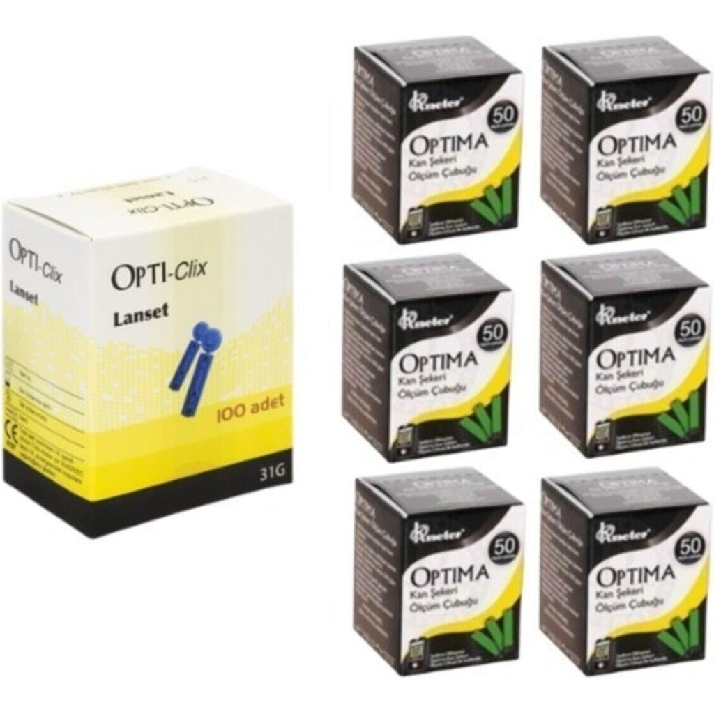 Optima kaan şeekeri Ölçüm Çubuğu (Strip) 6 Kutu(300 Adet) + 1 Kutu (100 Adet) Opti-Clix Parmak Delici Diğer Fiyatı