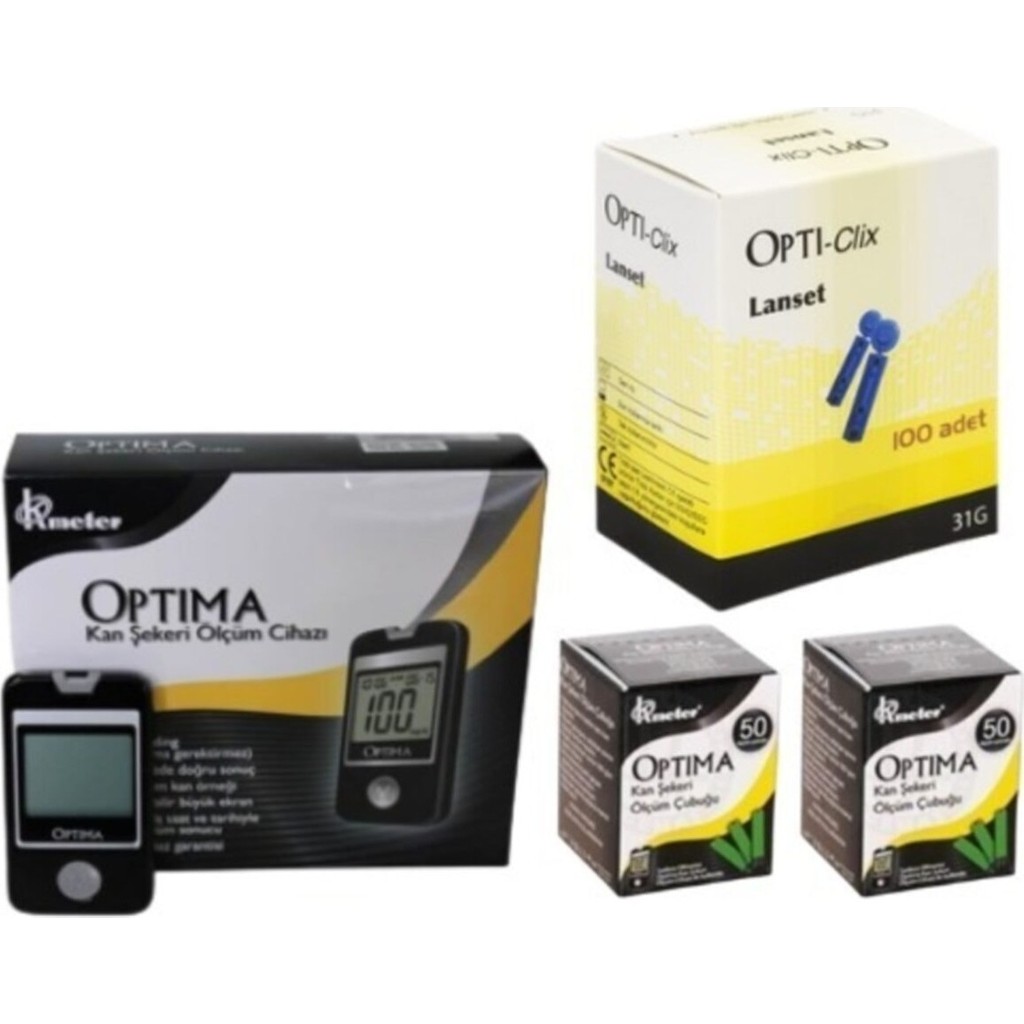 Optima Kan Şekeri Ölçüm Cihazı + 100 Ölçüm Çubuğu + 100 Lanset Medikal Ürünler Diğer Fiyatı