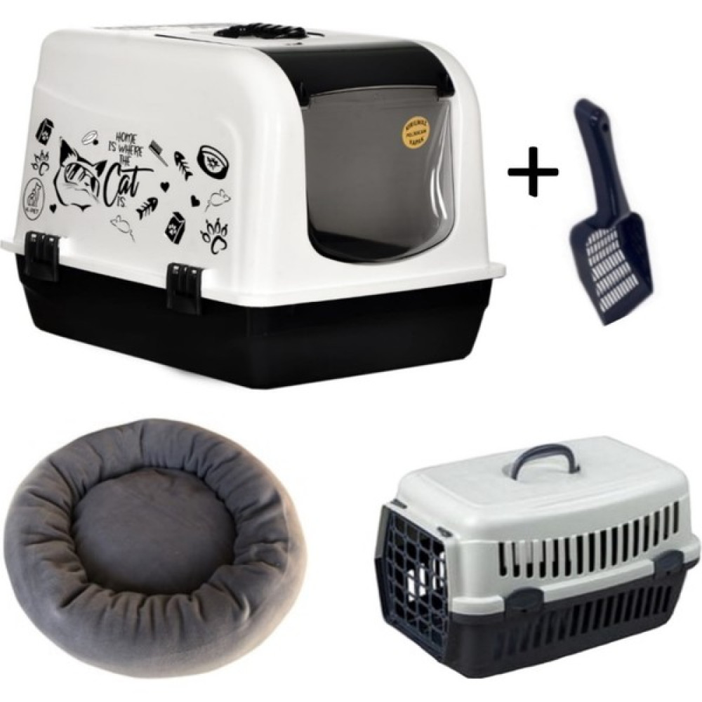 OPTIMAL Lüx Kedi Tuvalet Kabı Üsten Açılır + ( Simit Yatak ve Taşıma Kabı ) Evcil Hayvan Ürünleri Fiyatı
