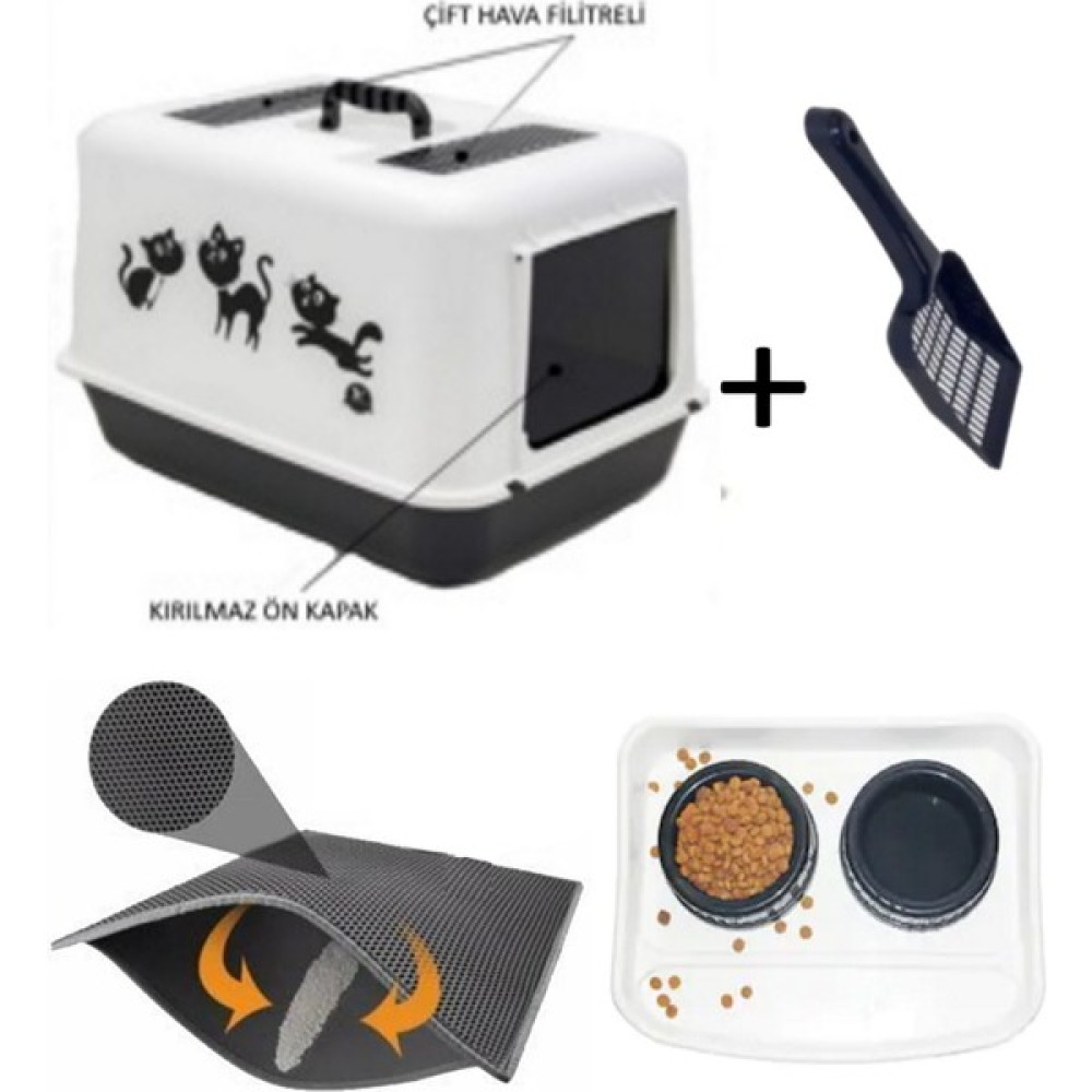 Optimal&Prime Lüx Xxl Büyük Boy Kedi Tuvalet Kabı ( Kauçuk Paspas Ve Mama Kabı Seti) Evcil Hayvan Ürünleri Fiyatı