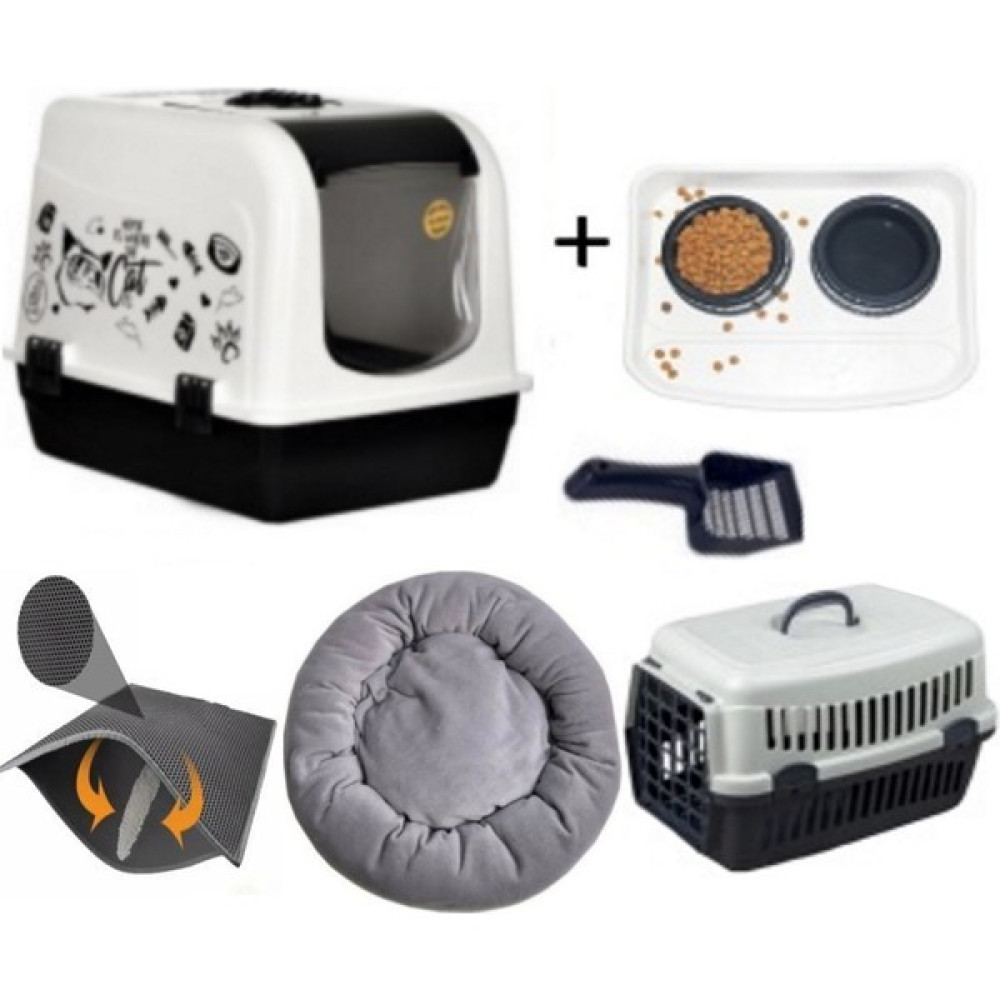 Optimal&Prime Maxi Xxl Kedi Tuvalet Kabı Üste Acılır (Kauçuk Paspas Simit Yatak Taşıma Kabı ve Mama Kabı Seti ) Evcil Hayvan Ürünleri Fiyatı