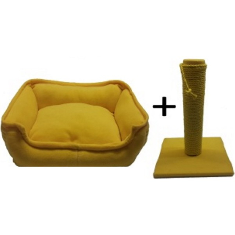 Optimal&Prime Yıkanabilir Sarı Dikdörtgen Polar Yatak ve Tırmalama (58*40*18 cm ) - Hardal Evcil Hayvan Ürünleri Fiyatı