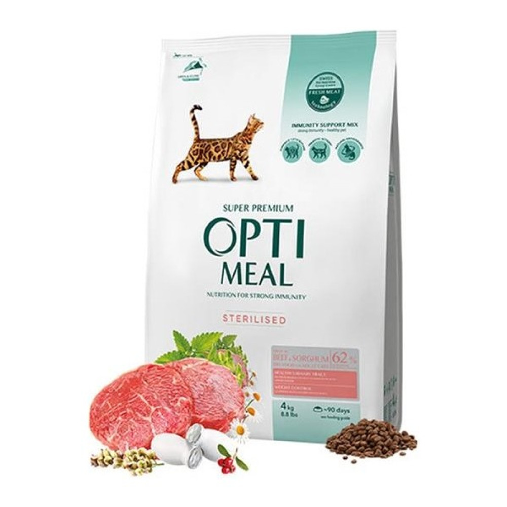 Optimeal Sterilised Dana Etli ve Sorgumlu Kısırlaştırılmış Kedi Maması 4kg Evcil Hayvan Ürünleri Fiyatı