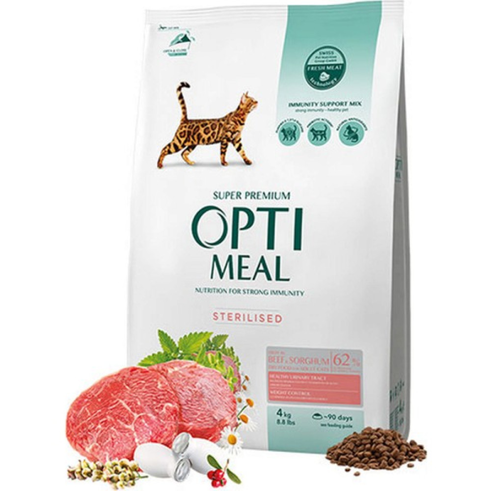 Optimeal Süper Premium Dana Etli-Sorgumlu Kısır Kedi Maması 4 kg Evcil Hayvan Ürünleri Fiyatı