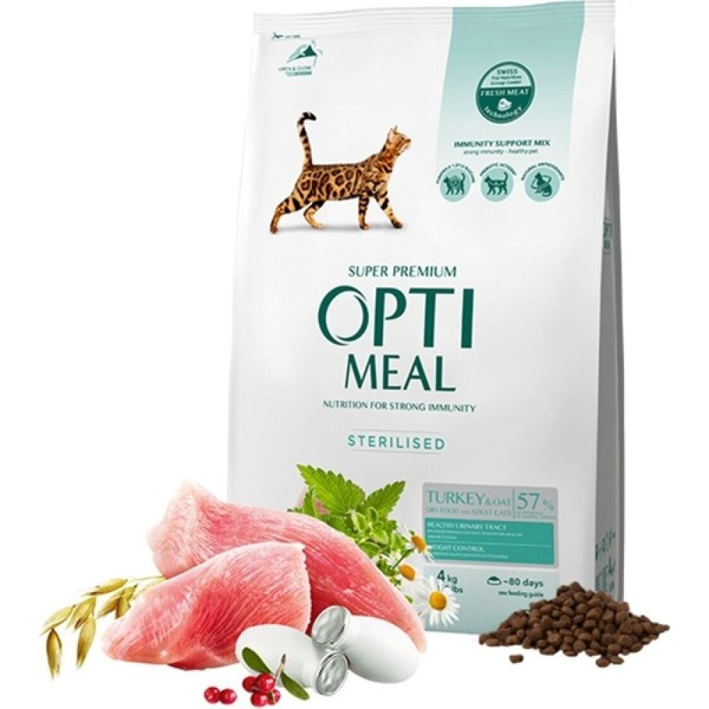 Optimeal Super Premium Sterilized Hindili Yulaflı Kısırlaştırılmış Yetişkin Kedi Maması 4 Kg Evcil Hayvan Ürünleri Fiyatı