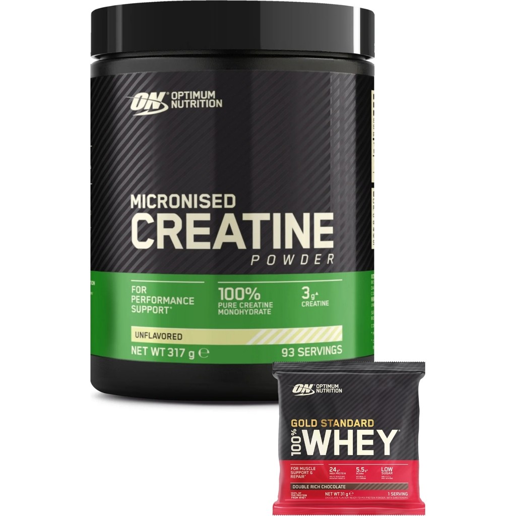 Optimum Nutrition Creatine Kreatin Aromasız 317 g 93 Servis - Whey gold Standard Çikolata Aromalı Şase 31 g 1 Servis Diğer Fiyatı