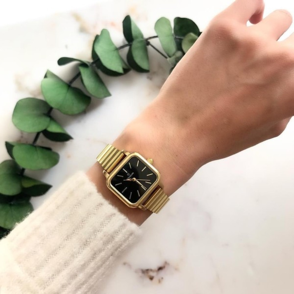 Oqqo Minimal Kare Siyah Kadran Gold Kordon Kadın Saat Kol Saatleri Fiyatı