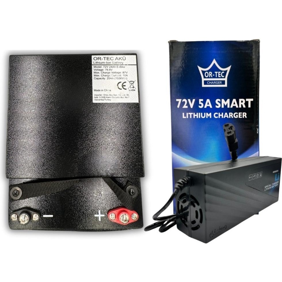 Or-Tec 72V 20AH Lityum Lifepo4 Elektrikli Motosiklet Aküsü - 72V 5A Lityum Şarj Aleti Seti Evcil Hayvan Ürünleri Fiyatı