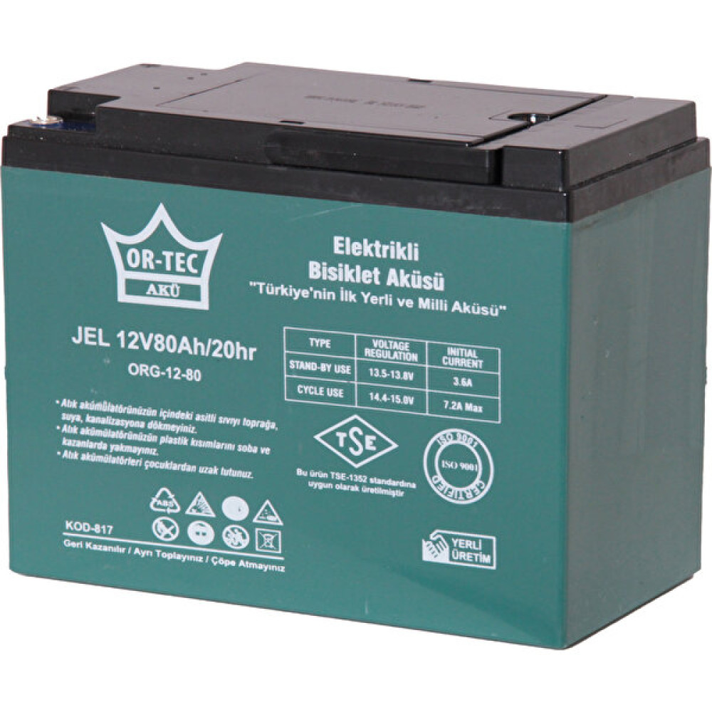 Or-Tec Plus 12V 80Ah Jel Elektrikli Motorsiklet Aküsü (Üretim Yılı: 2023) Akü Fiyatı