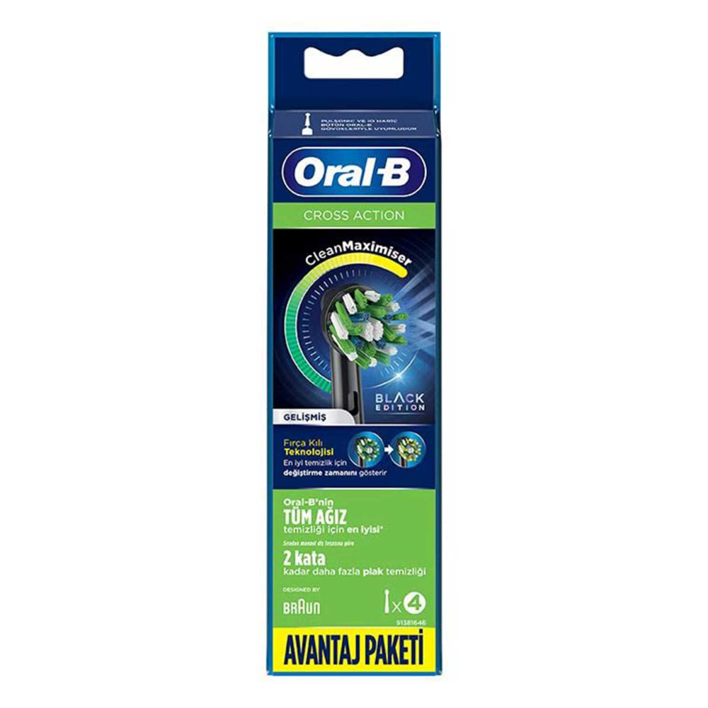 Oral-B Şarjlı Diş Fırçası Yedek Başlık 4'lü Cross Action Siyah Diğer Fiyatı