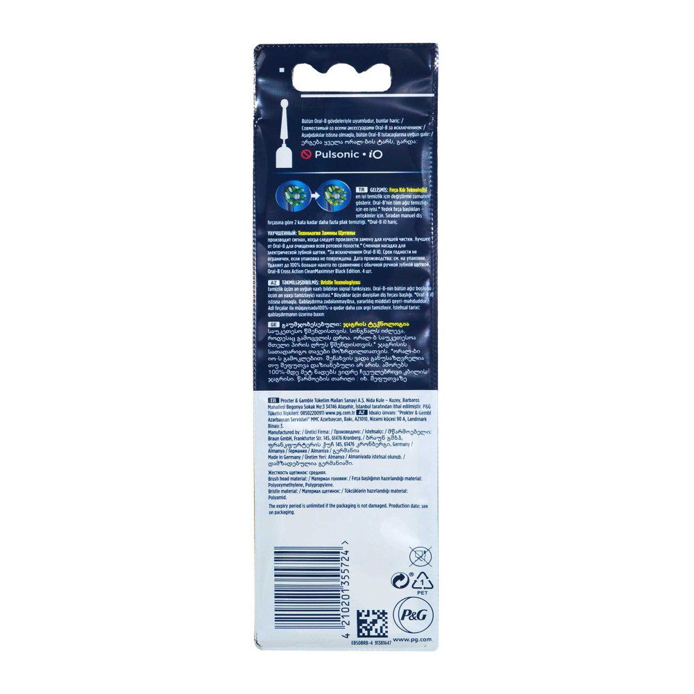 Oral-B Şarjlı Diş Fırçası Yedek Başlık 4'lü Cross Action Siyah
