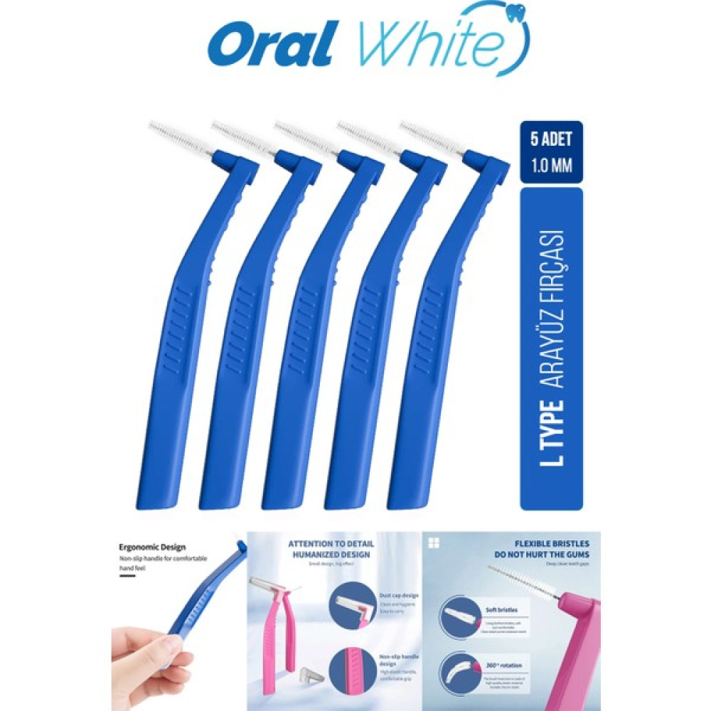 Oral White Arayüz Fırçası Mavi 1.0 mm Cleaning Pro 5 Adet Diş Fırçaları Fiyatı