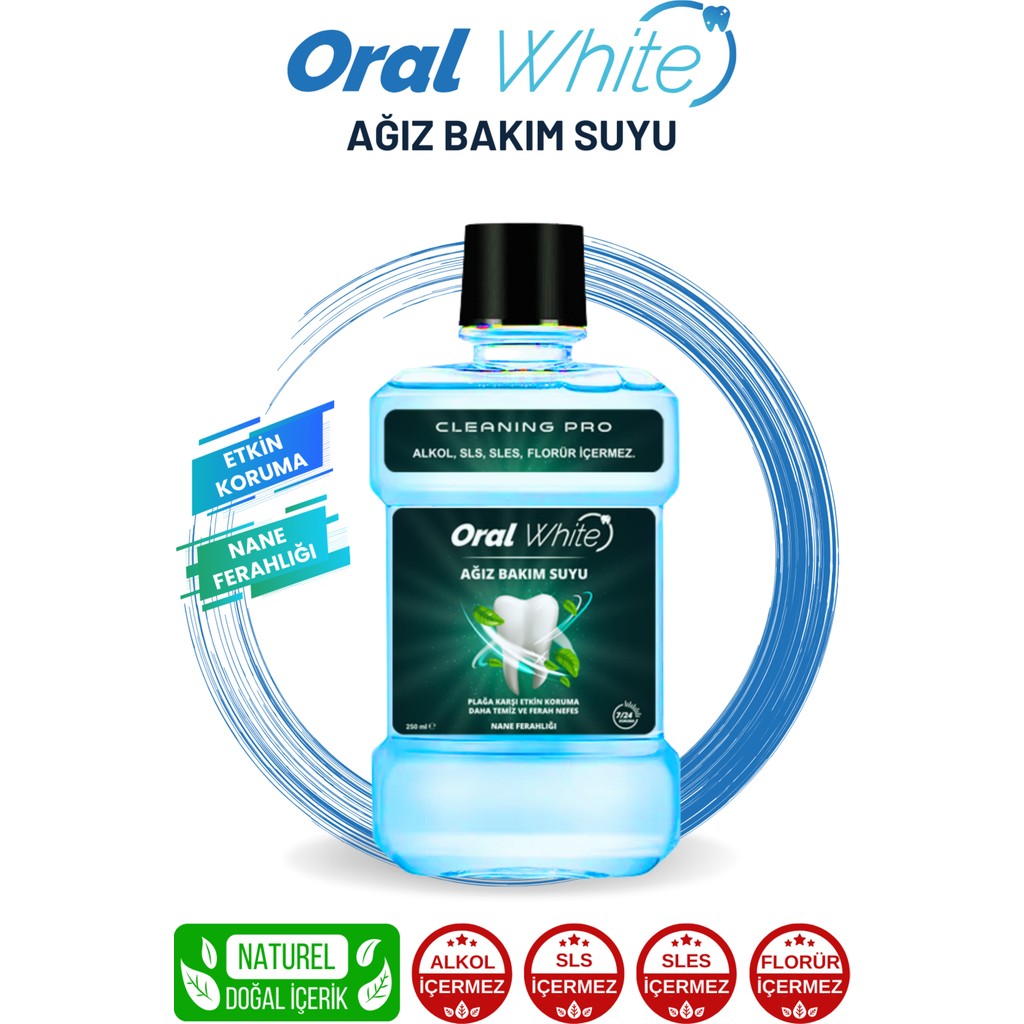 Oral White Cleaning Pro Ağız Bakım Suyu Nane Ferahlığı 250 ml (Alkolsüz) Ağız Gargara ve Spreyi Fiyatı