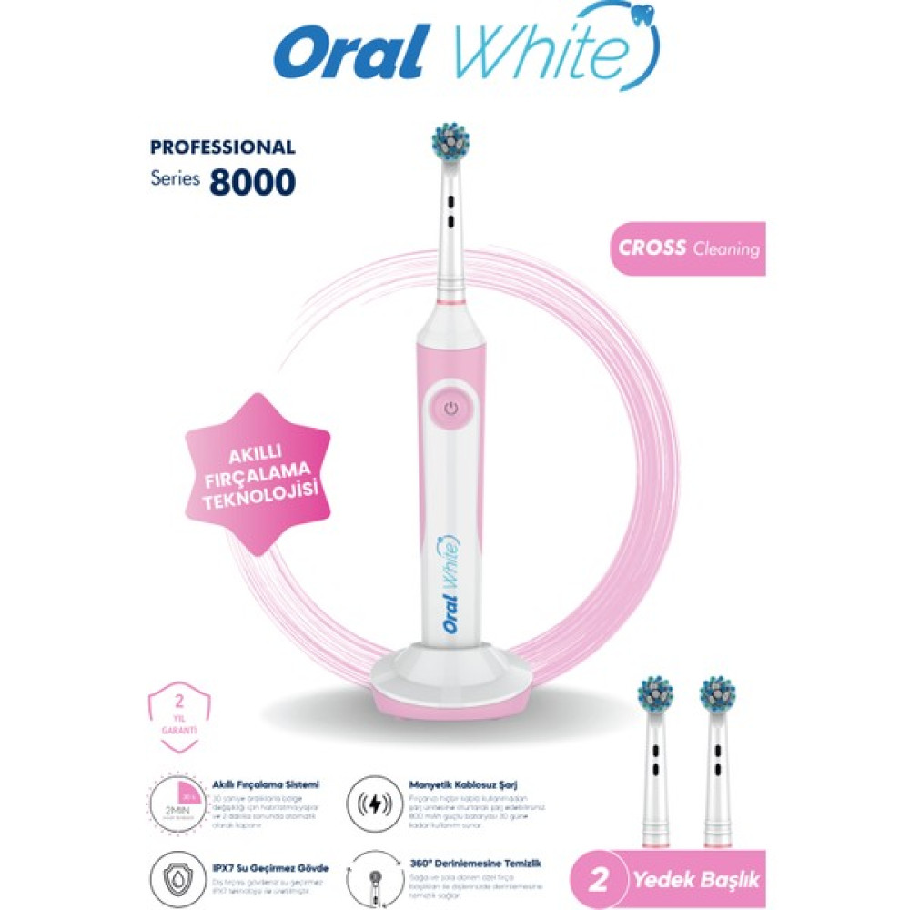 Oral White Professional Series 8000 Şarjlı Diş Fırçası Pembe Şarjlı Diş Fırçası ve Aksesuarları Fiyatı