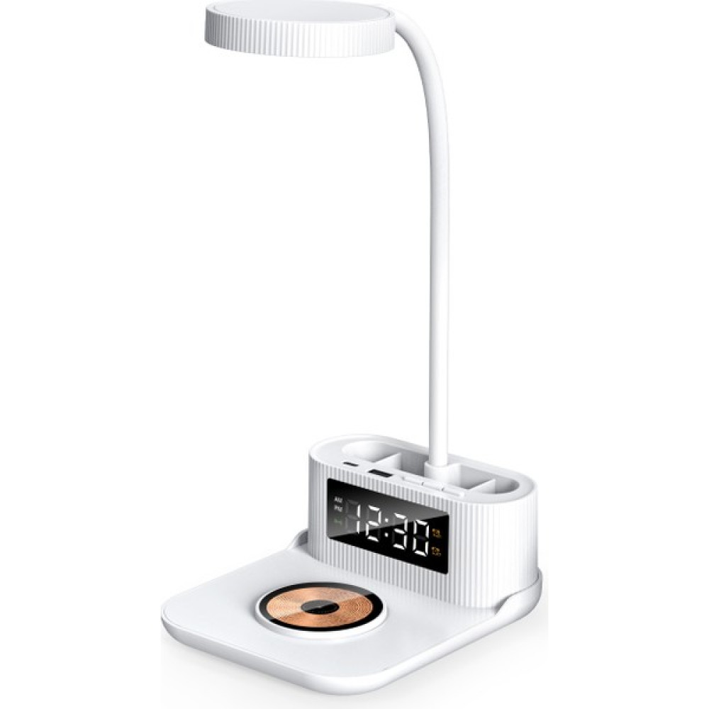 Oranlı Promosyon Masaüstü Kalemlik Işıklı Saatli Alarmlı ve USB Girişli 15W Kablosuz Şarj Cihazı Wireless Charger - Beyaz Kalemlik (Kalem Kutusu) Fiyatı