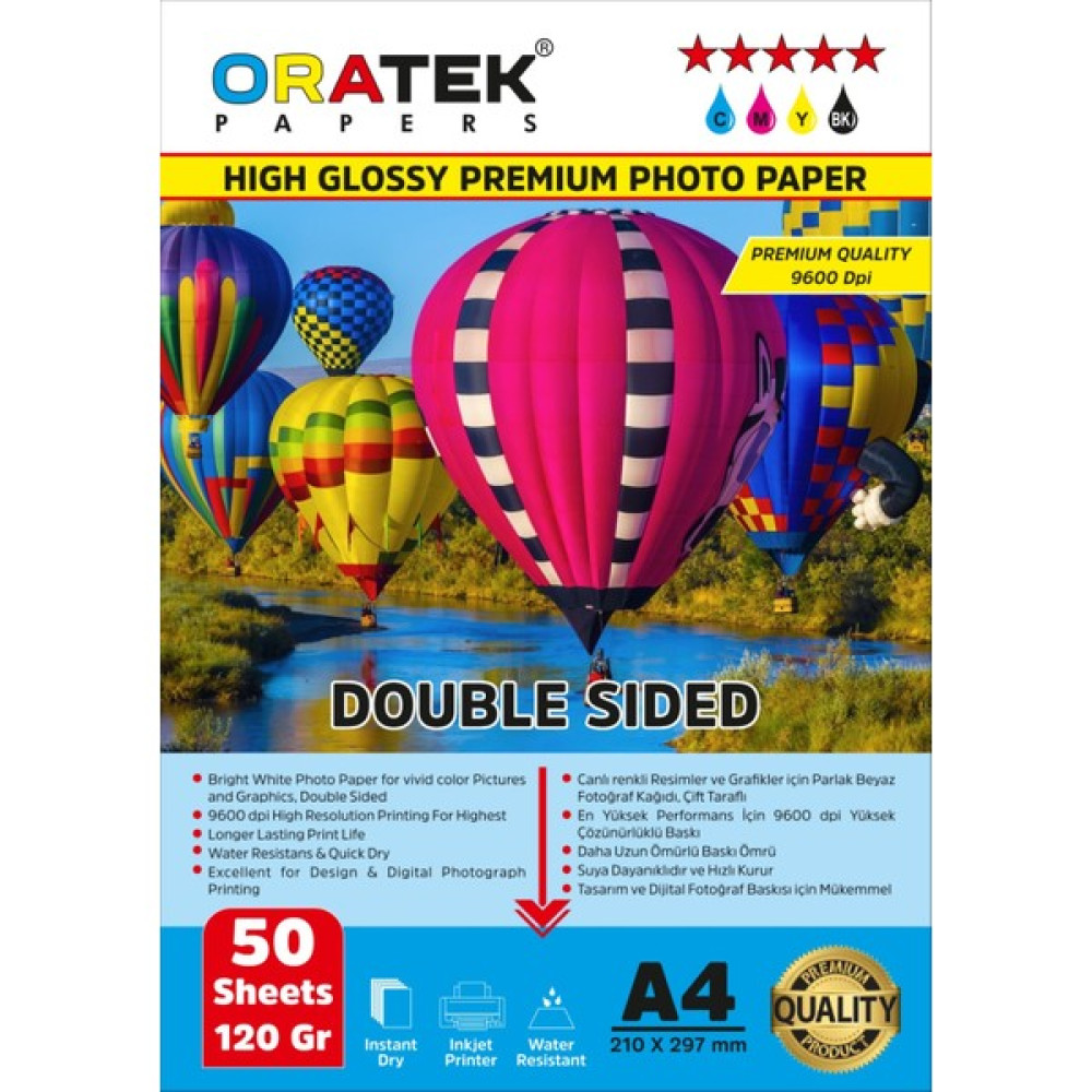 Oratek Papers Epson Yazıcılar Için Premium Double Sided (Çift Taraflı) Parlak A4 Fotoğraf Kağıdı 120 Gr. 50 Yaprak Fotoğraf Kağıtları & Asetatlar Fiyatı