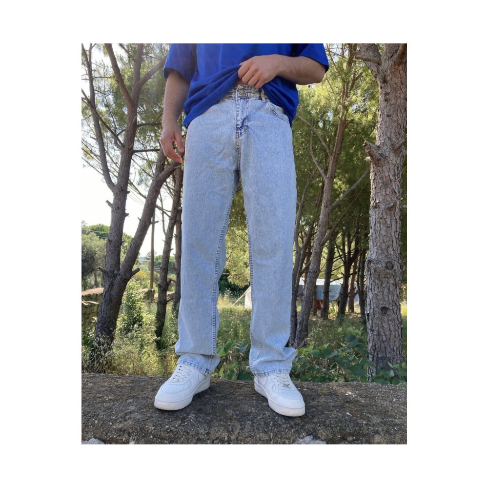 oraystore Yıkamalı Buz Mavi Baggy Pantolon 32 Beden Kadın Pantolon Fiyatı