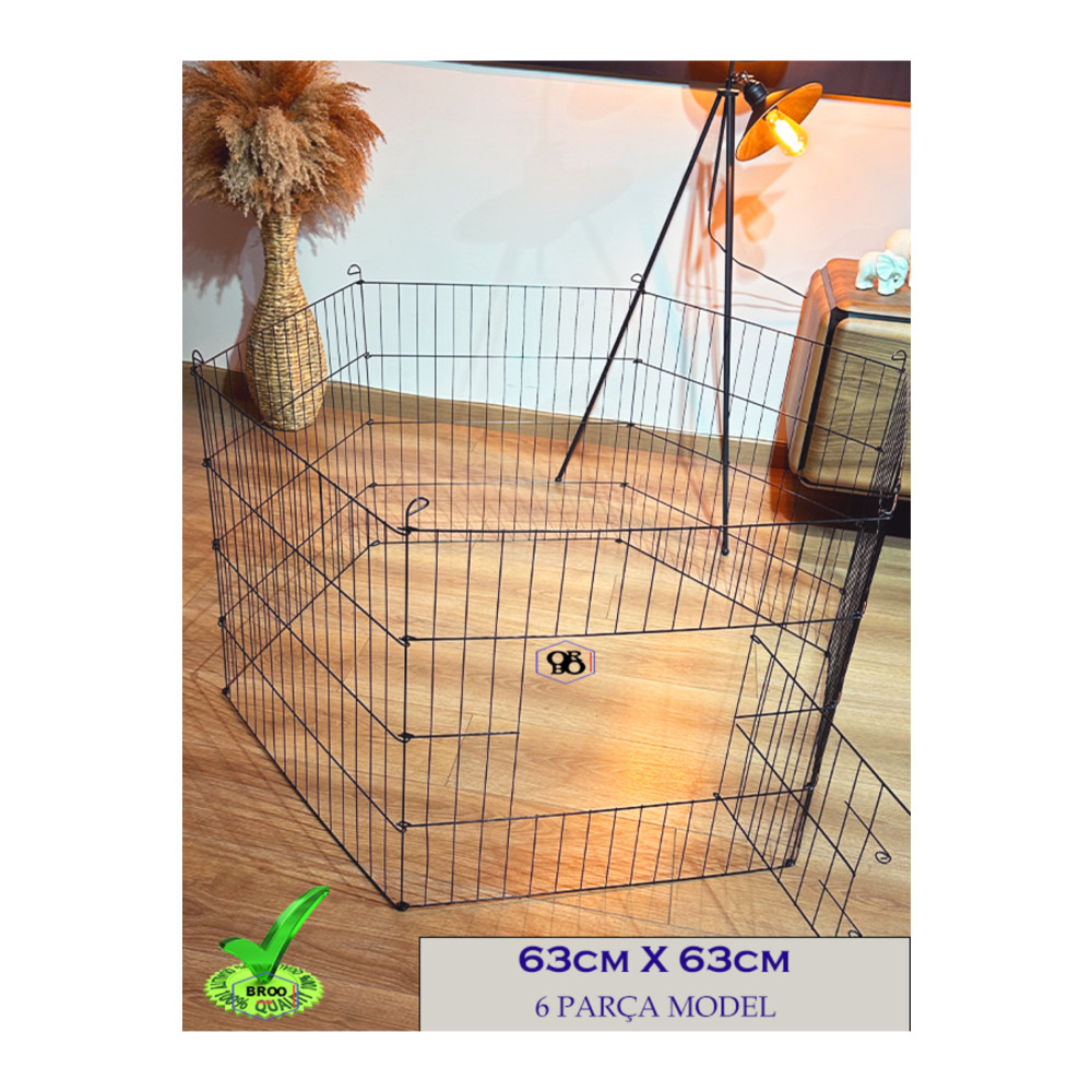 ORBO - Köpek Çiti Kafesi 63cm X 63cm -ithal Ürün 6 Parça Panel Çit- Siyah Renk/oyun Eğitim Alanı Evcil Hayvan Ürünleri Fiyatı