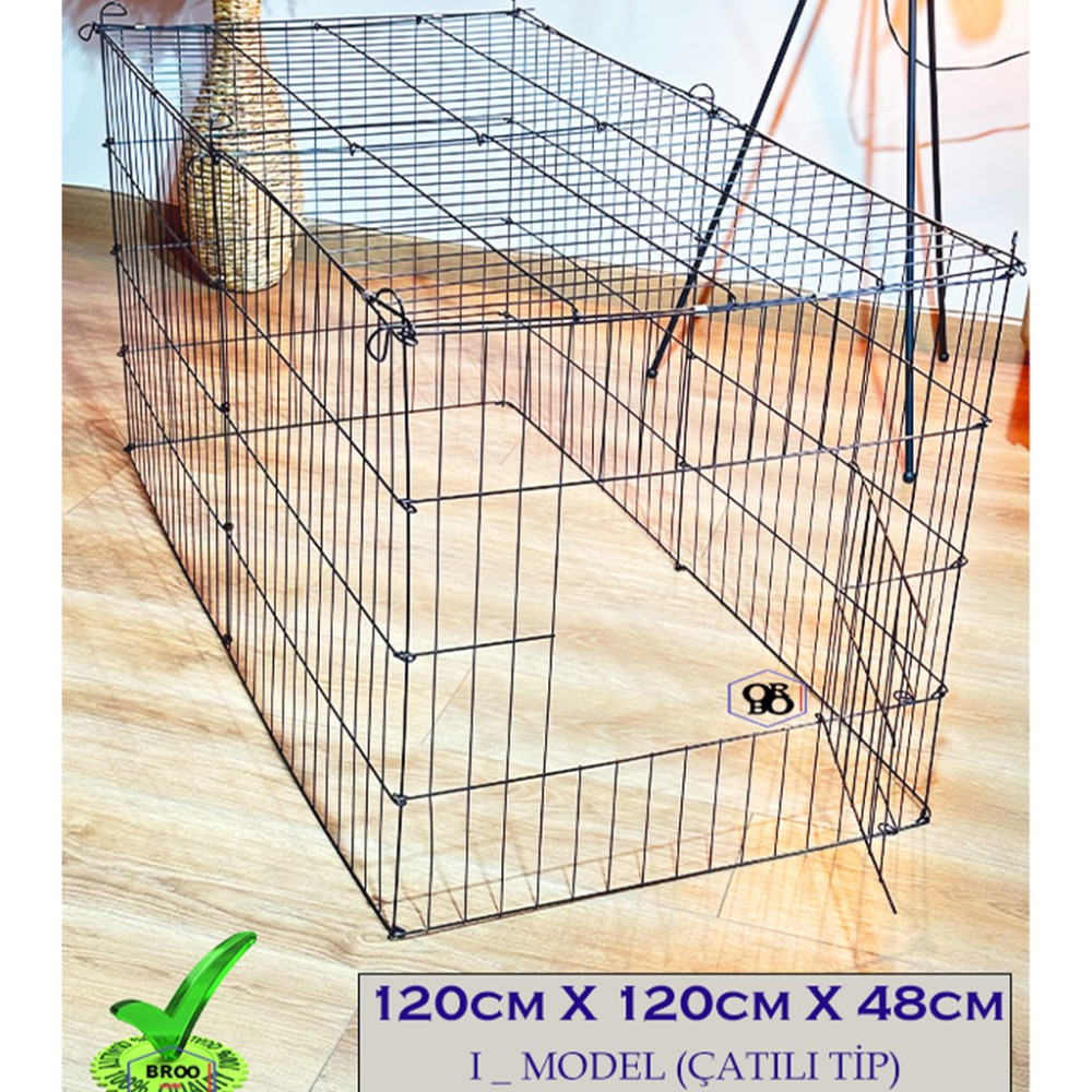 Orbo Köpek Kedi Çiti Kafesi 120CMX60CMX48CM I Tip Oyun Eğitim Alanı 8 Parça Panel Çit Siyah Diğer Fiyatı