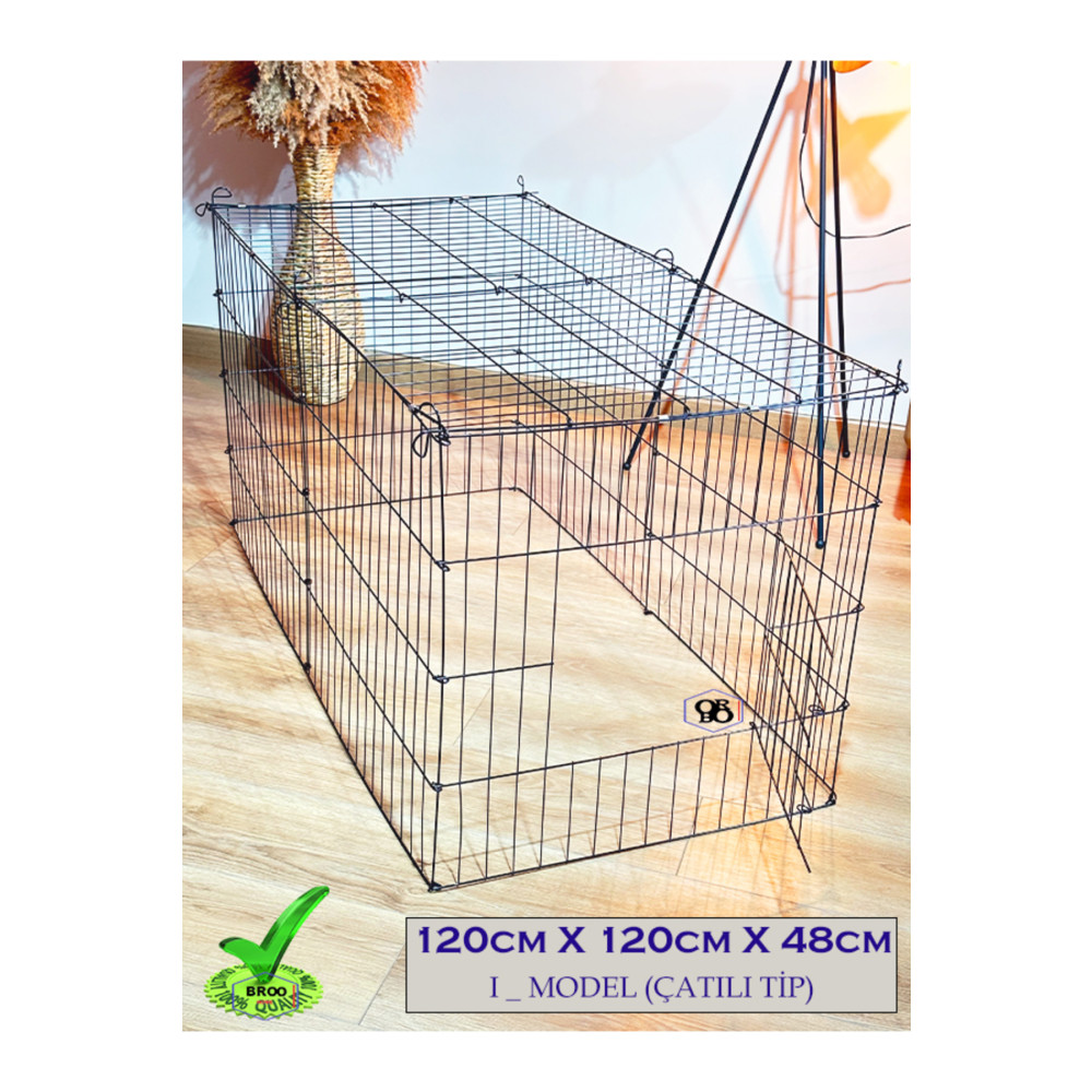 ORBO Köpek Kedi Çiti Kafesi 120cmx60cmx48cm I Tip Oyun Eğitim Alanı 8 Parça Panel Çit Siyah Evcil Hayvan Ürünleri Fiyatı