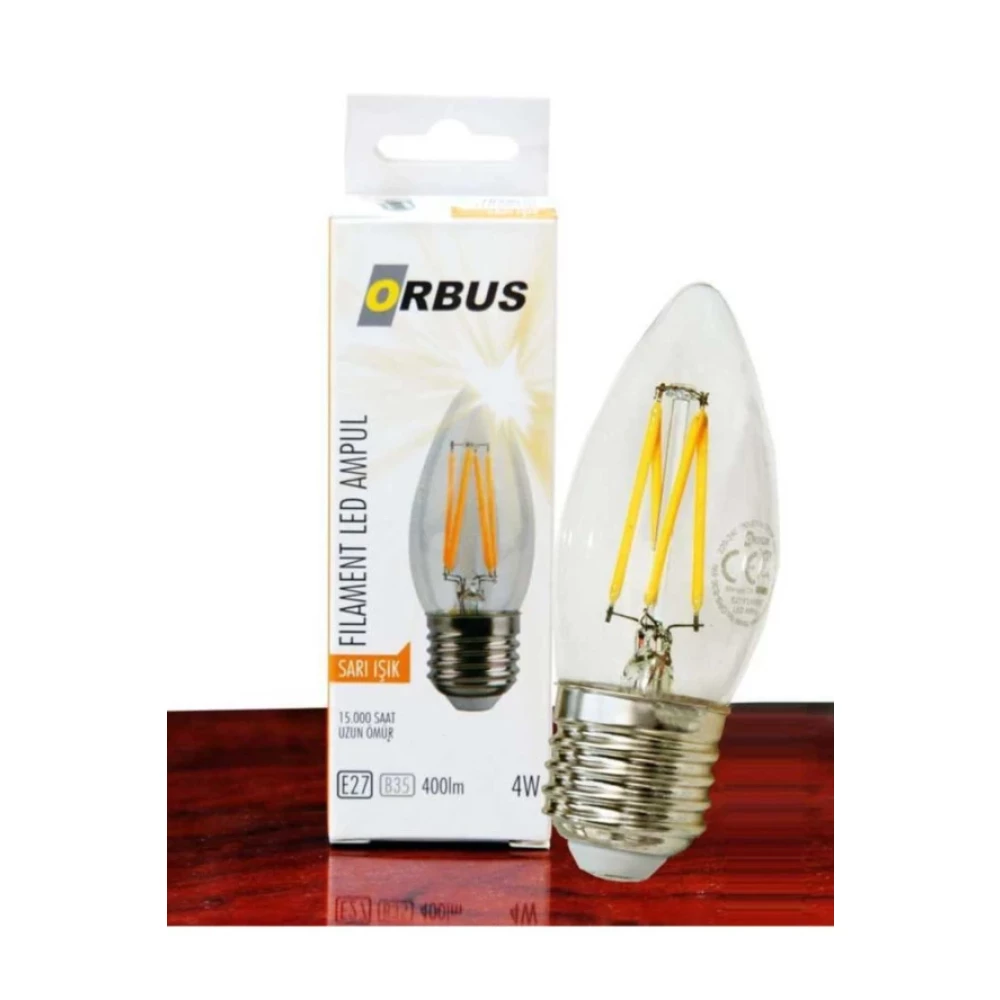 Orbus 4W E27 400 Lm B35 Sari Filament Led Ampul Klasik Ampul Fiyatı