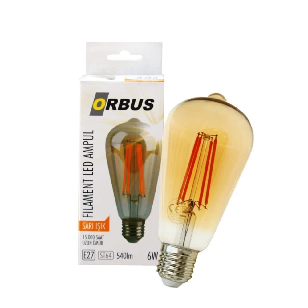 Orbus Dekoratif Ampul St64 E27 Amber Sari Isik Elektrik ve Aydınlatma Fiyatı