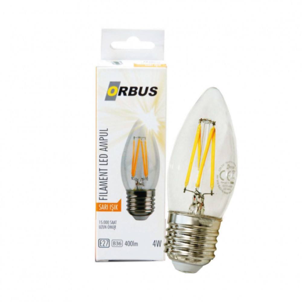 Orbus Dekoratif Seffaf Sari Isik 4W Led Ampul Elektrik ve Aydınlatma Fiyatı